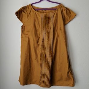 K-SY Custom Mustard Linen Dress w/ Cap Sleeves - L
